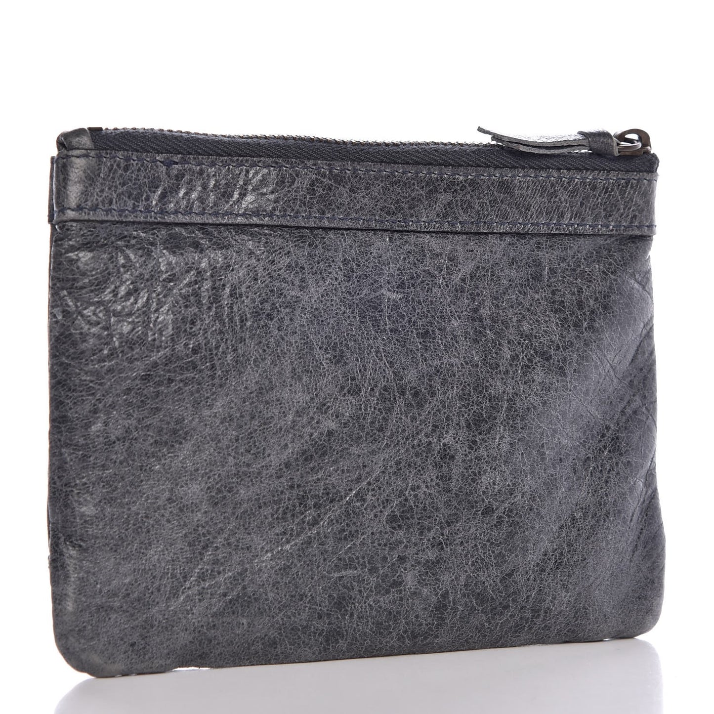 Agneau Rubber Covered Classic Hardware M Porte-Monnaie Coin Purse Grey