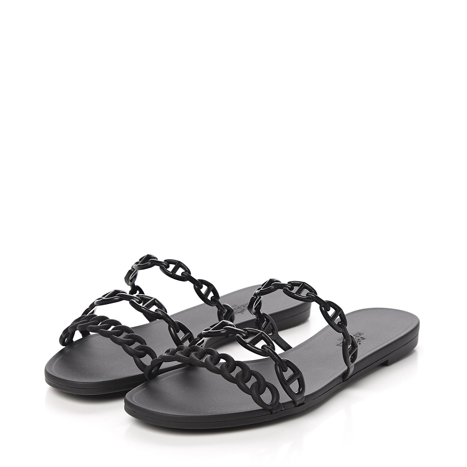 Hermes Rubber Chaine d'Ancre Rivage Sandals 39 Black 3 of 8
