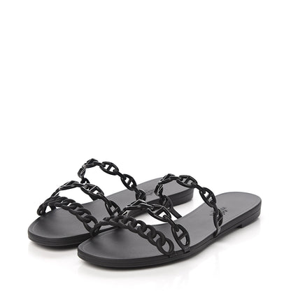 Hermes Rubber Chaine d'Ancre Rivage Sandals 39 Black 3 of 8