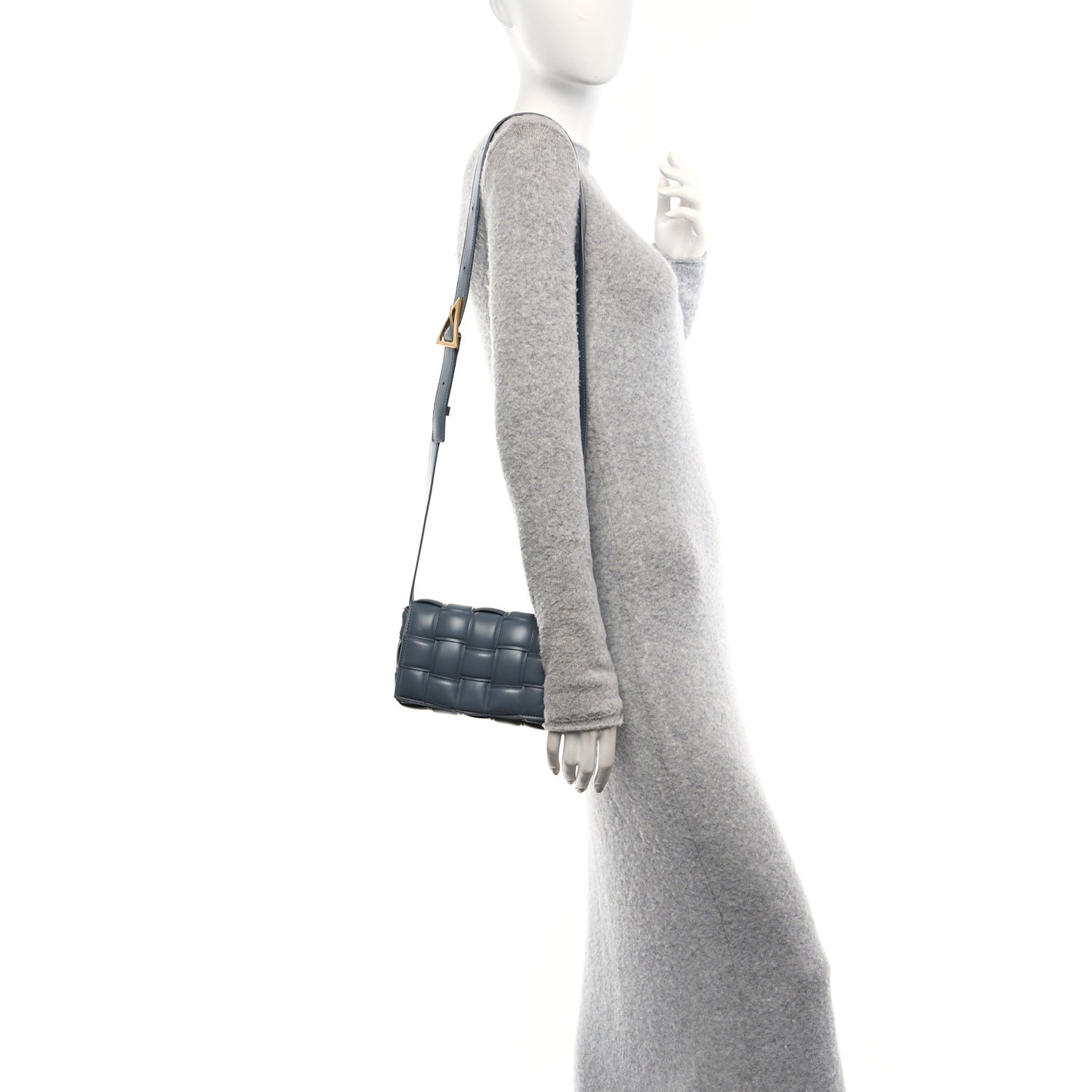 Nappa Maxi Intreccio Small Padded Cassette Crossbody Bag Thunder