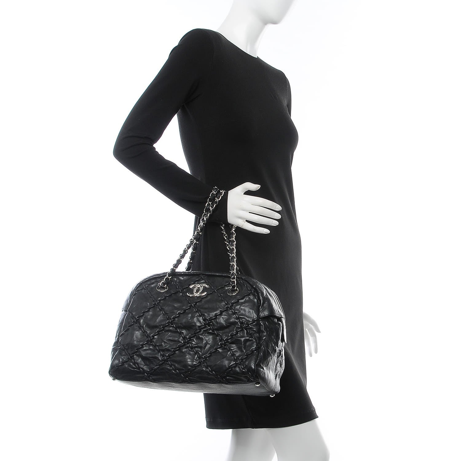 Chanel Calfskin Ultra Stitch Bowler Black 2 of 7