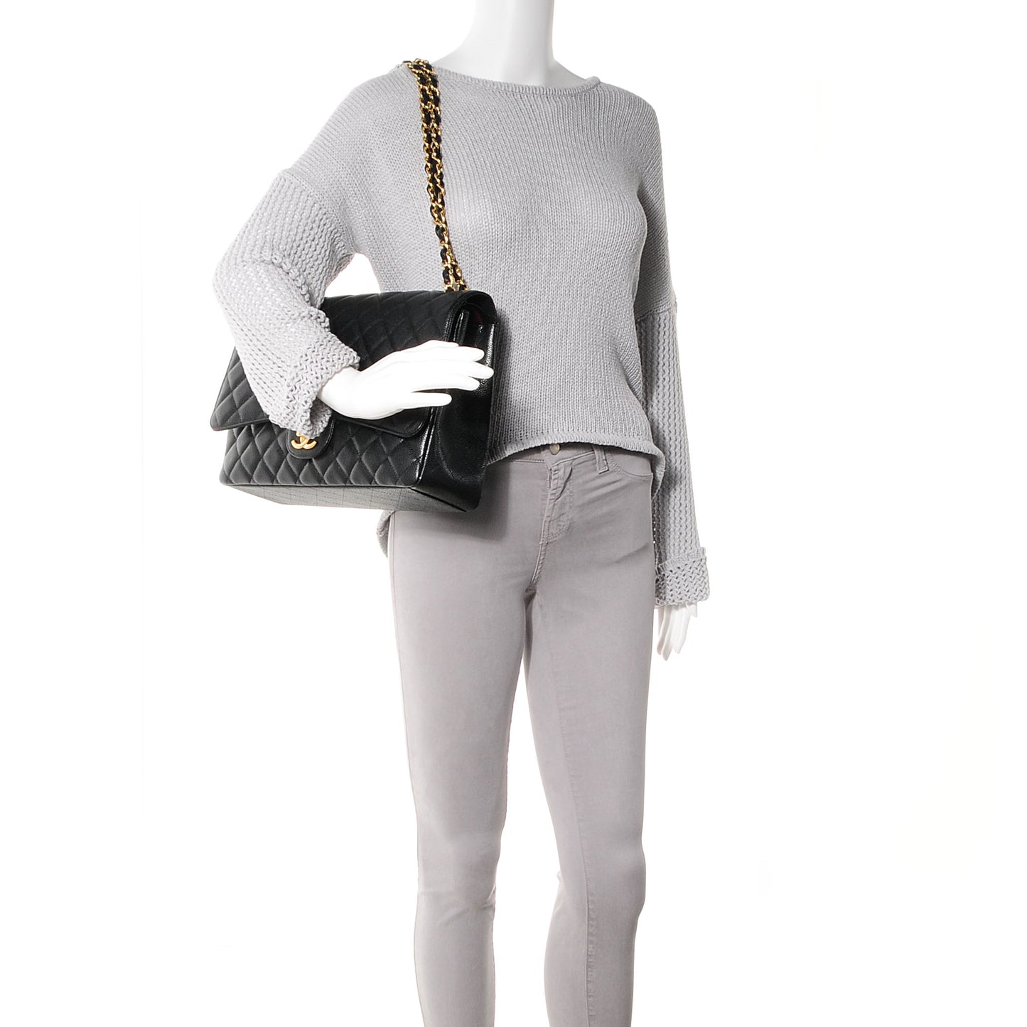 Caviar Quilted Maxi Double Flap Black