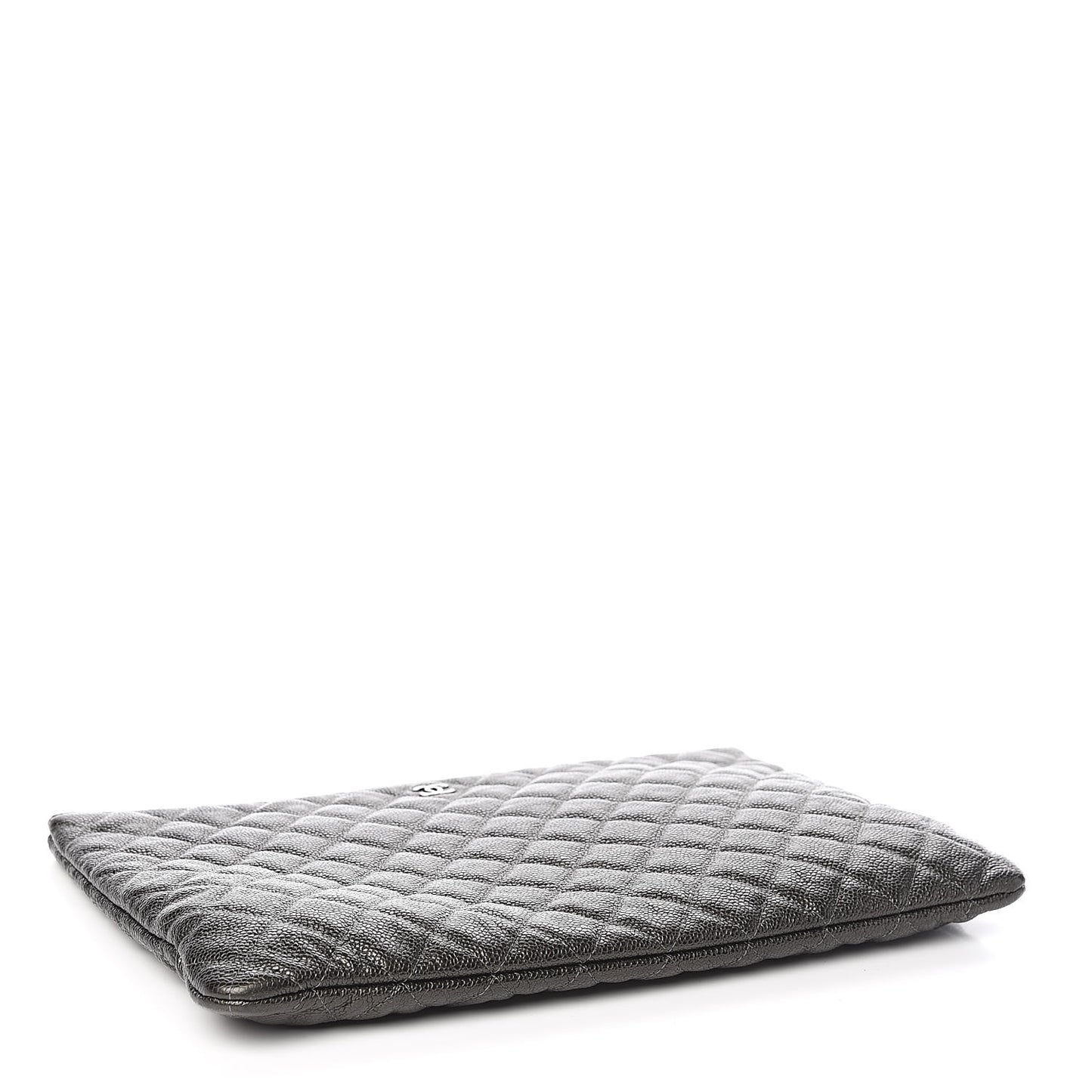 Caviar Quilted Large Cosmetic Case Dark Charcoal