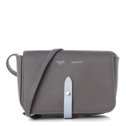 Celine Grained Calfskin Strap Clutch Grey Blue 1 of 10