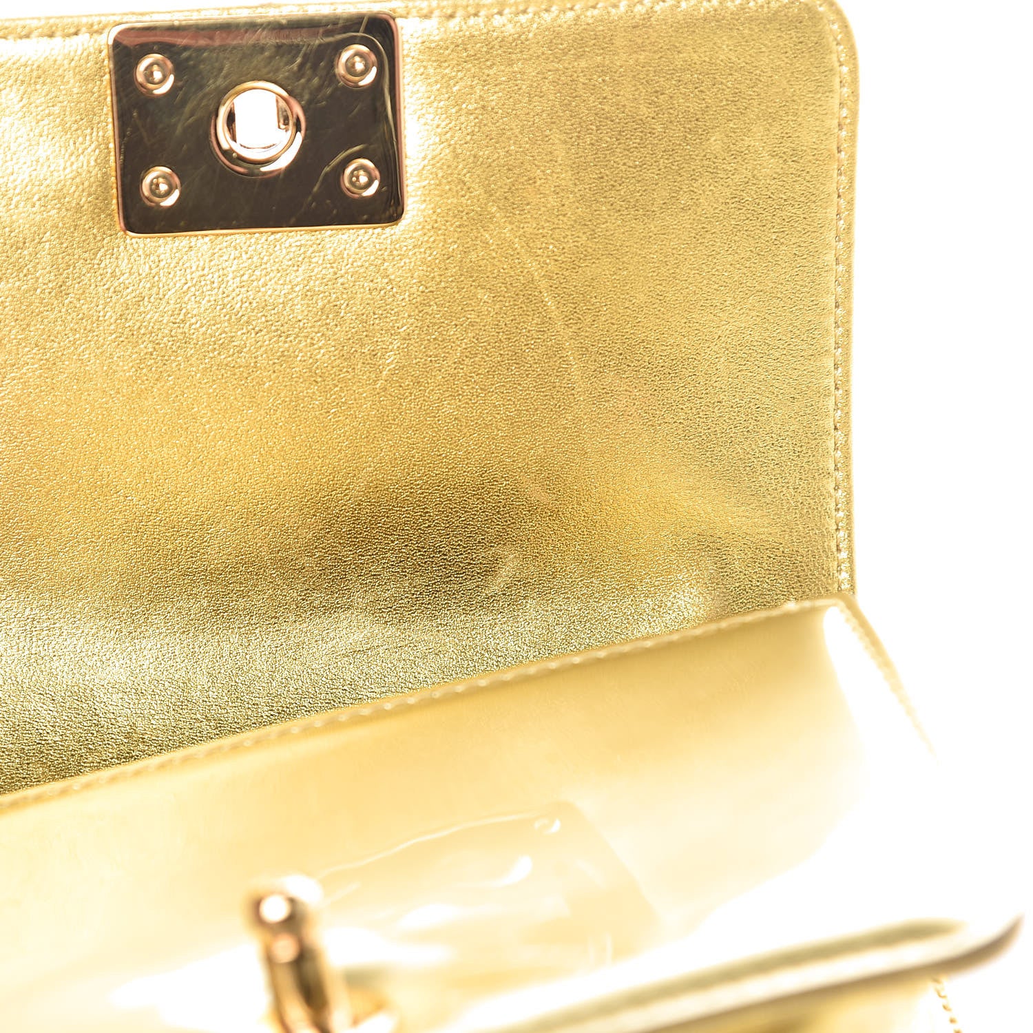 Chanel Metallic Patent Calfskin Quilted Mini Boy Flap Gold 10 of 10