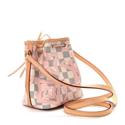 Louis Vuitton Damier Azur Tahitienne Nano Noe Rose Ballerine 3 of 9