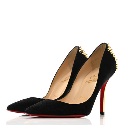 Christian Louboutin Suede Studded Zappa 100 Pumps 35 Black Gold 3 of 12
