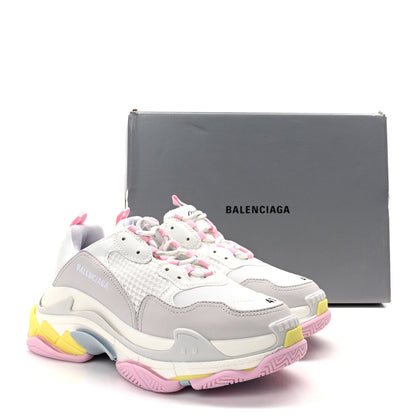 Balenciaga Fabric Mesh Multicolor Womens Triple S Sneakers 41 Yellow Pink Grey White 10 of 10