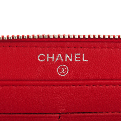 Chanel Patent Quilted Coco Boy Zip Around Wallet Red 6 of 8