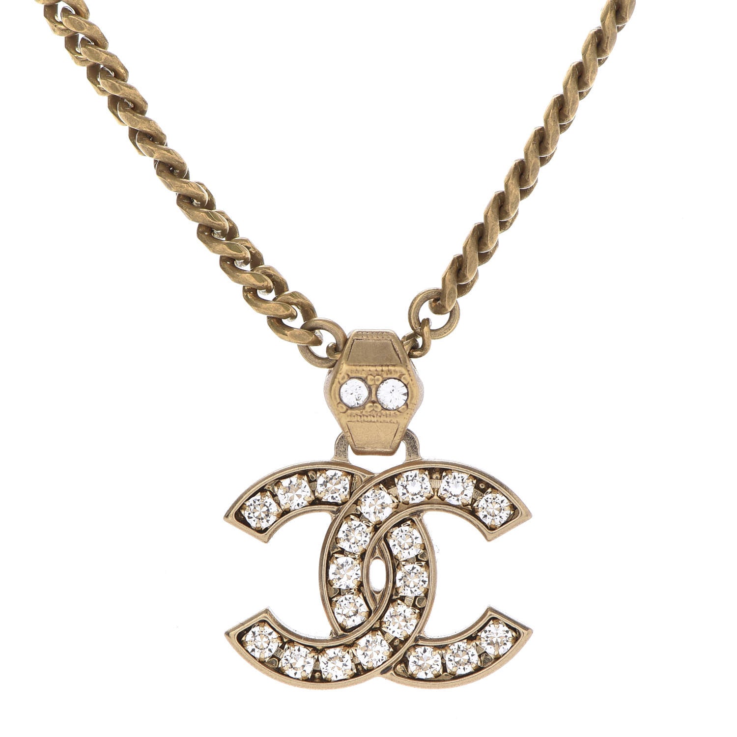 Chanel Crystal CC Necklace Gold 4 of 7