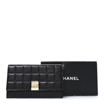 Chanel Lambskin Quilted Chocolate Bar Long Wallet Black 9 of 11