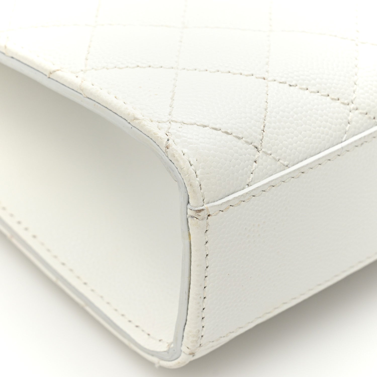 Saint Laurent Grain De Poudre Textured Mixed Matelasse Medium Triquilt Monogram Satchel White 14 of 20