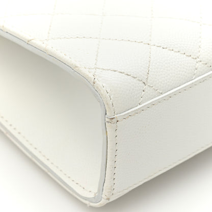 Saint Laurent Grain De Poudre Textured Mixed Matelasse Medium Triquilt Monogram Satchel White 14 of 20