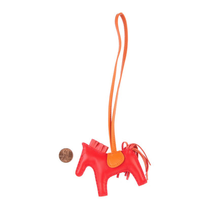 Hermes Milo Lambskin Grigri Rodeo Horse Bag Charm PM Rouge Rose Indien Jaipur Feu 2 of 5