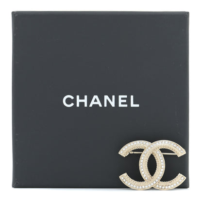 Chanel Crystal Chain CC Brooch Light Gold 6 of 6