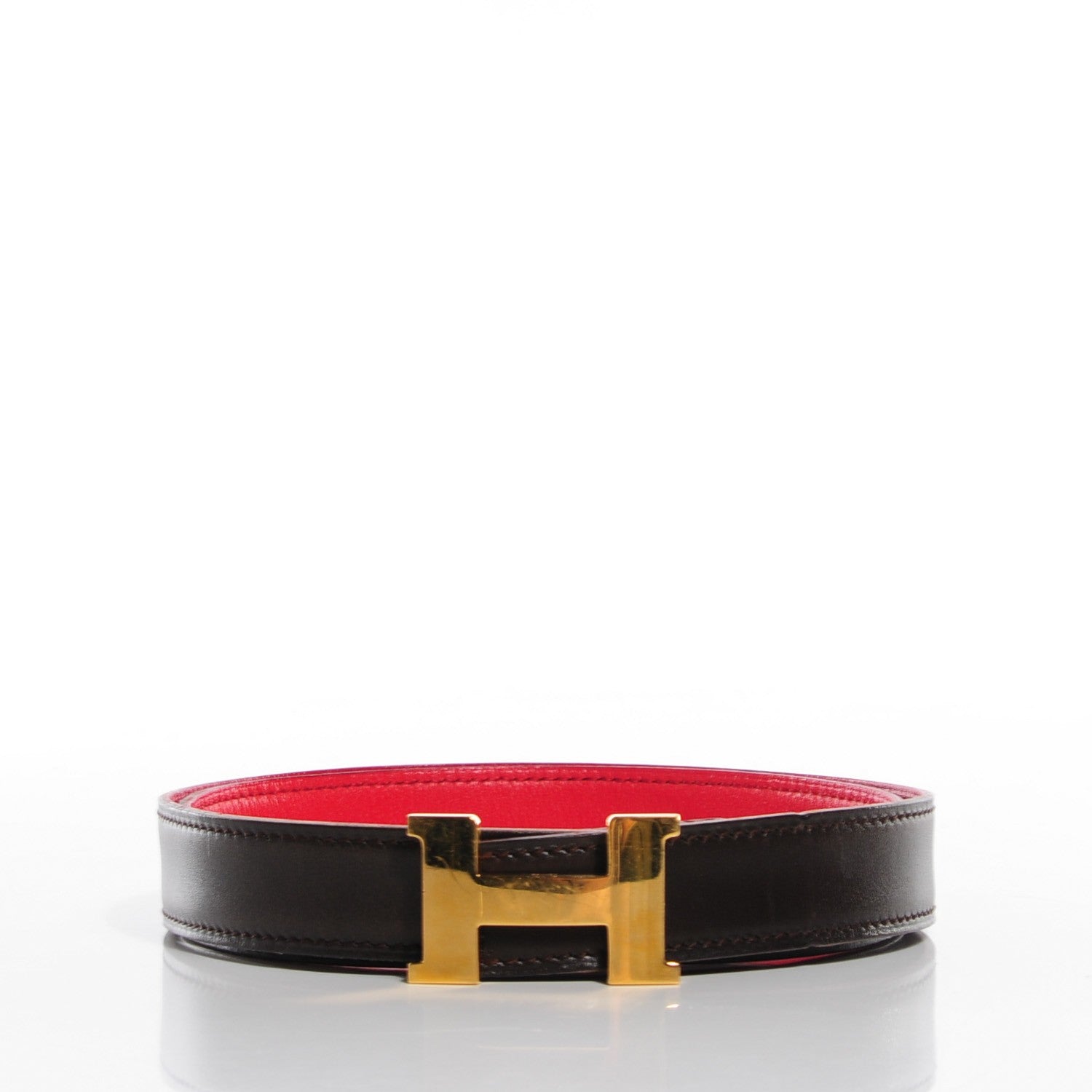 Hermes Gulliver Box 24mm Constance H Belt 80 Rouge Vif Chocolate 5 of 8