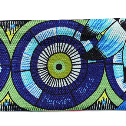 Hermes Silk The Savana Dance Twilly Rose Indien Indigo Vert 3 of 4
