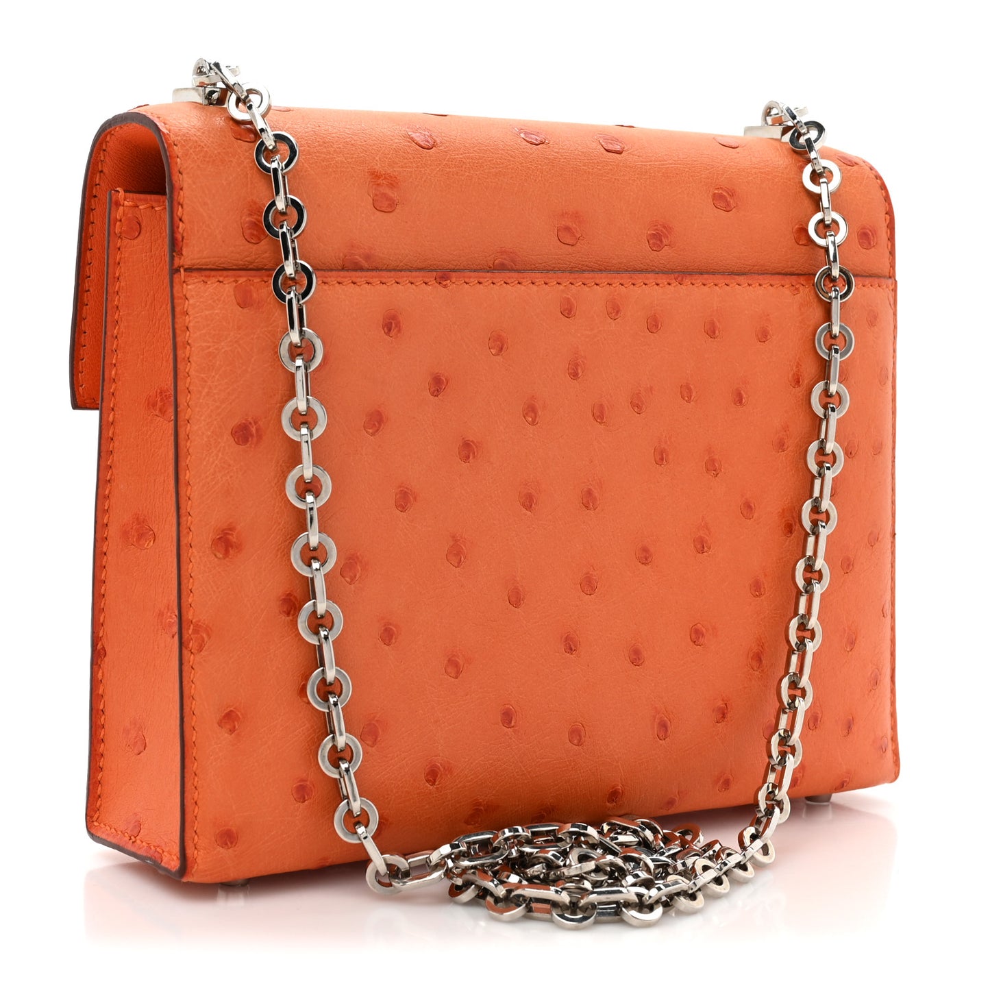 Ostrich Mini Verrou Chaine Bag Orange