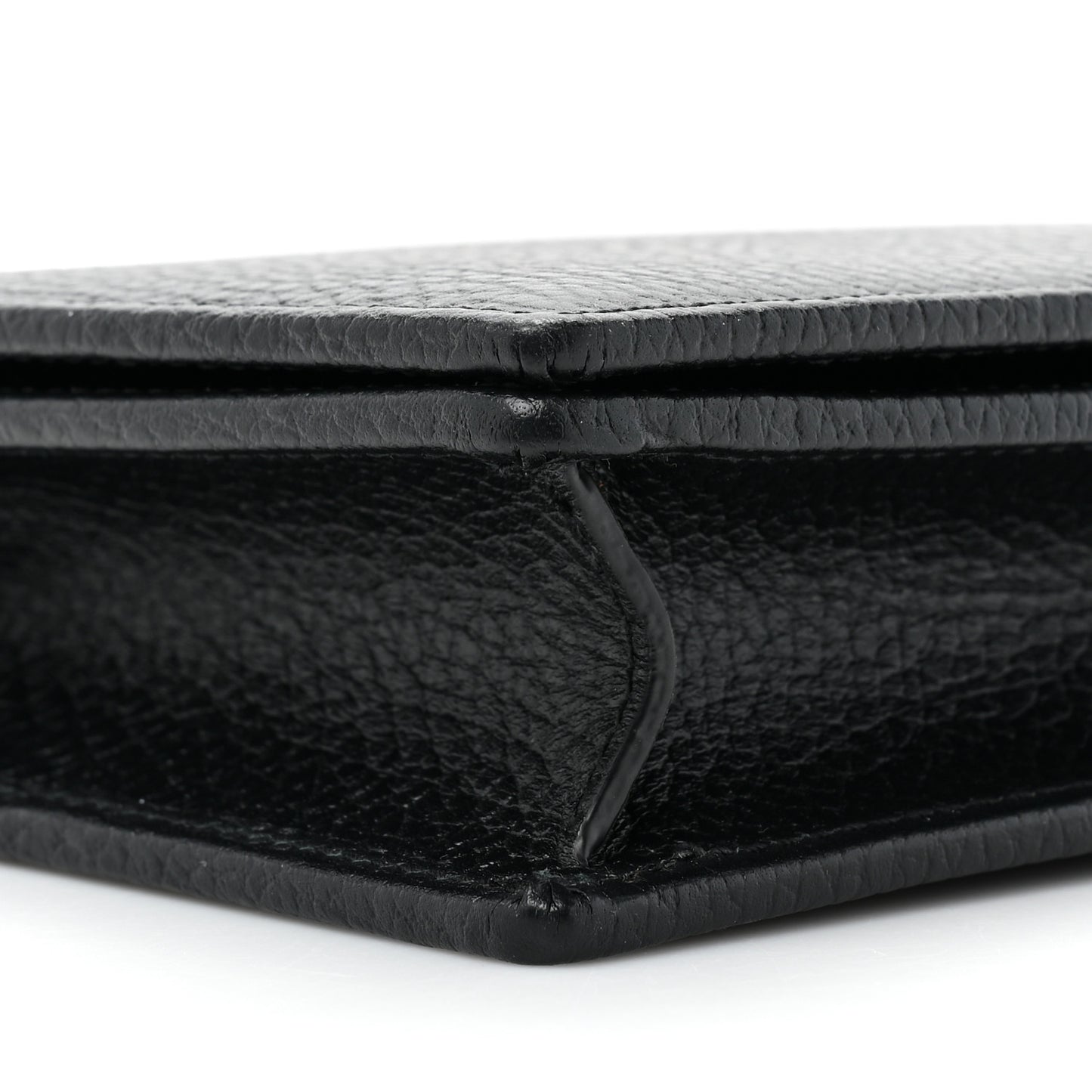 Dollar Calfskin Enamel Monochrome Mini GG Marmont Chain Wallet Black