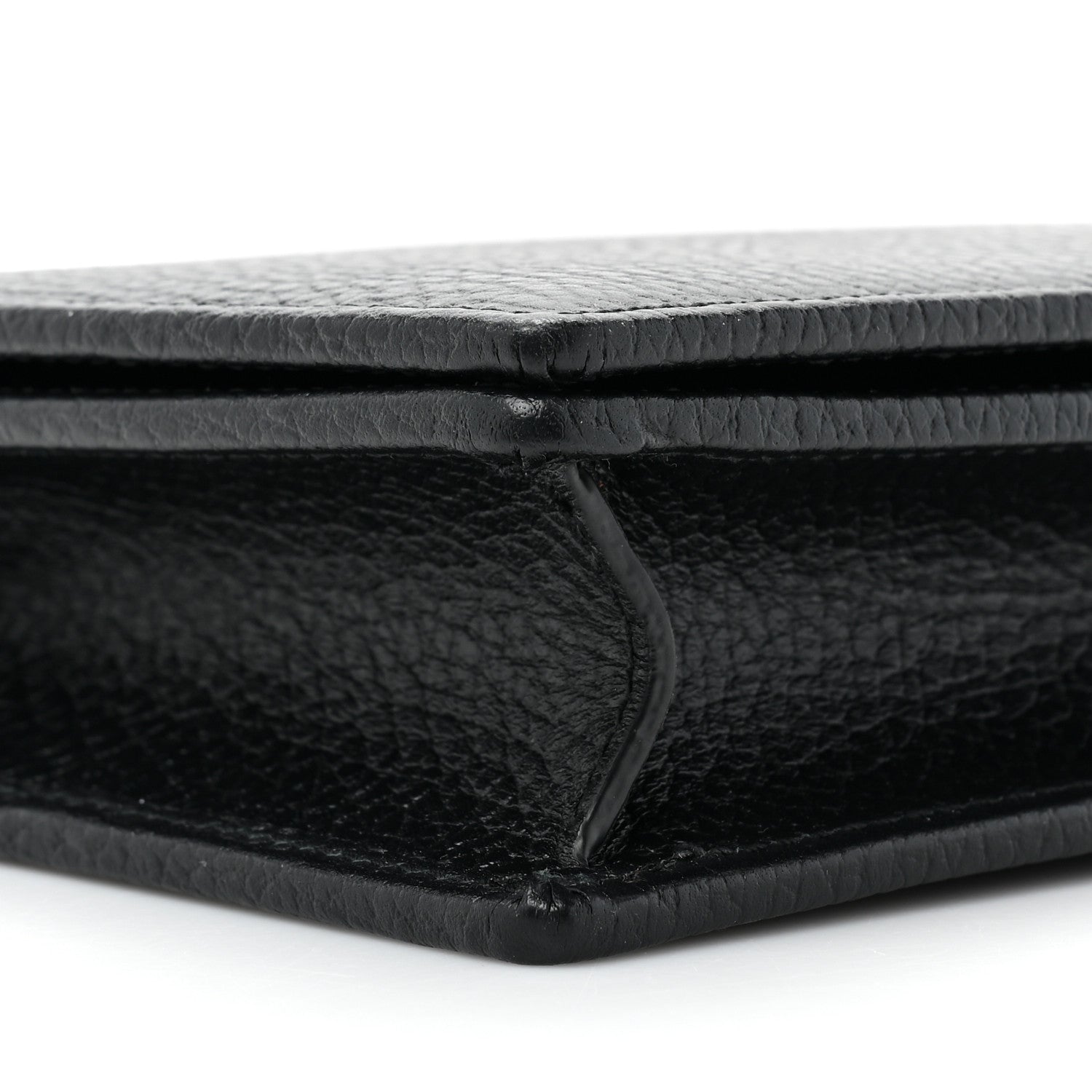 Gucci Dollar Calfskin Enamel Monochrome Mini GG Marmont Chain Wallet Black 11 of 11