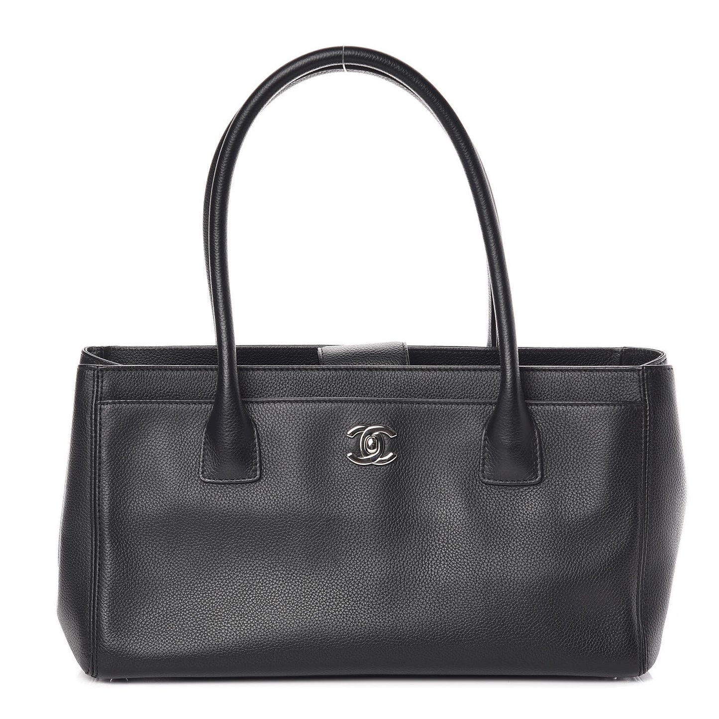 Calfskin Small Cerf Shopper Tote Black