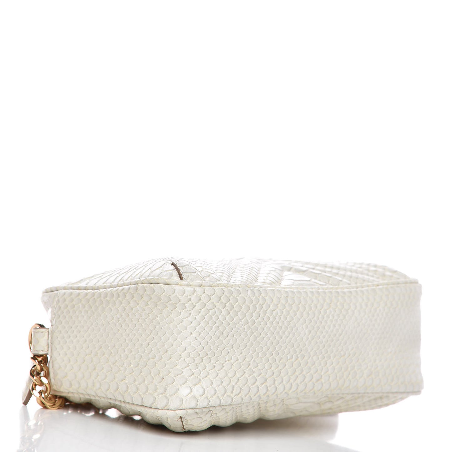 Snakeskin Effect Star Patch Shoulder Bag Ivory