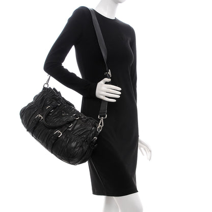 Prada Nappa Gaufre Shopping Satchel Black 2 of 39