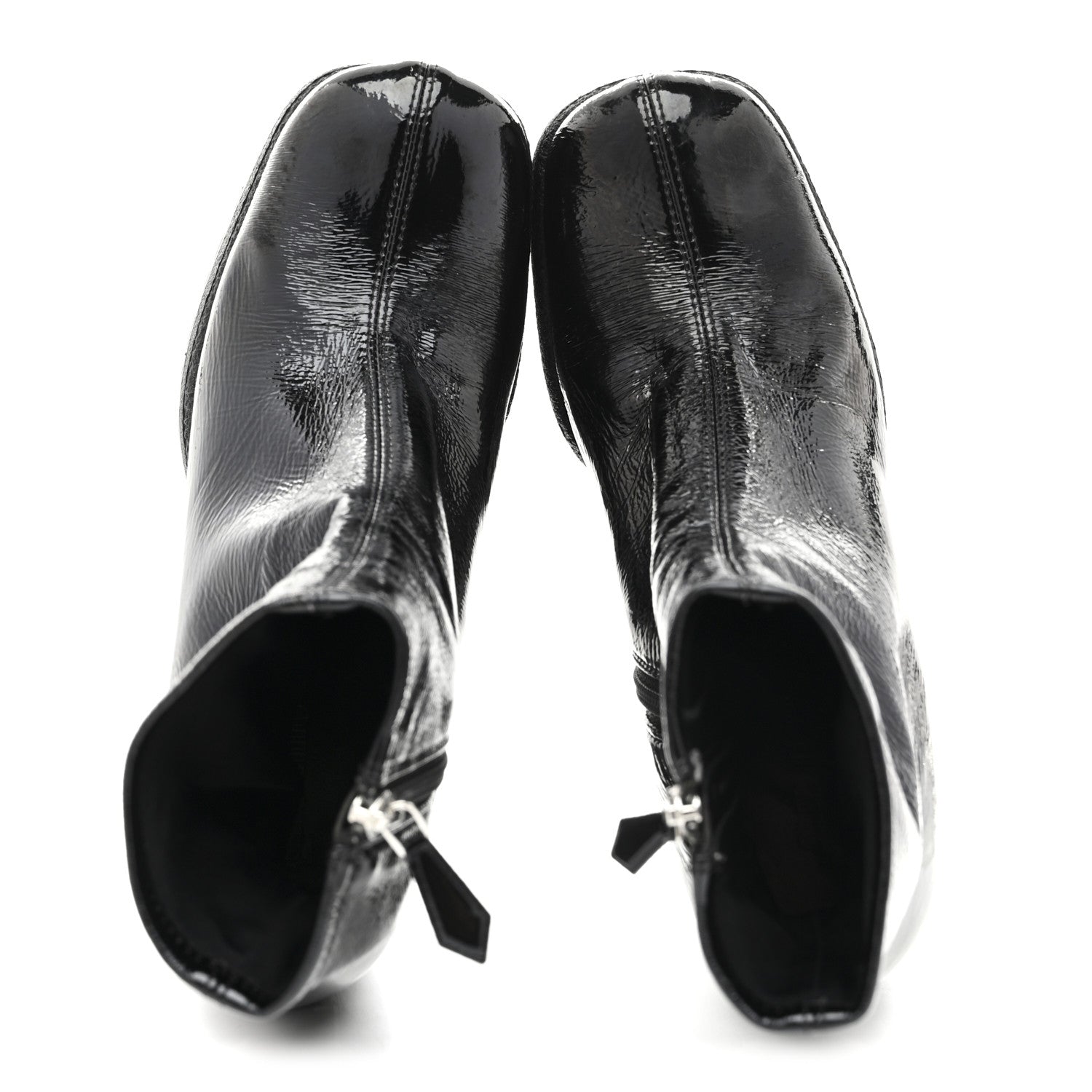 Miu Miu Naplak Patent Zip Lug Sole Boots 37 Black 2 of 9