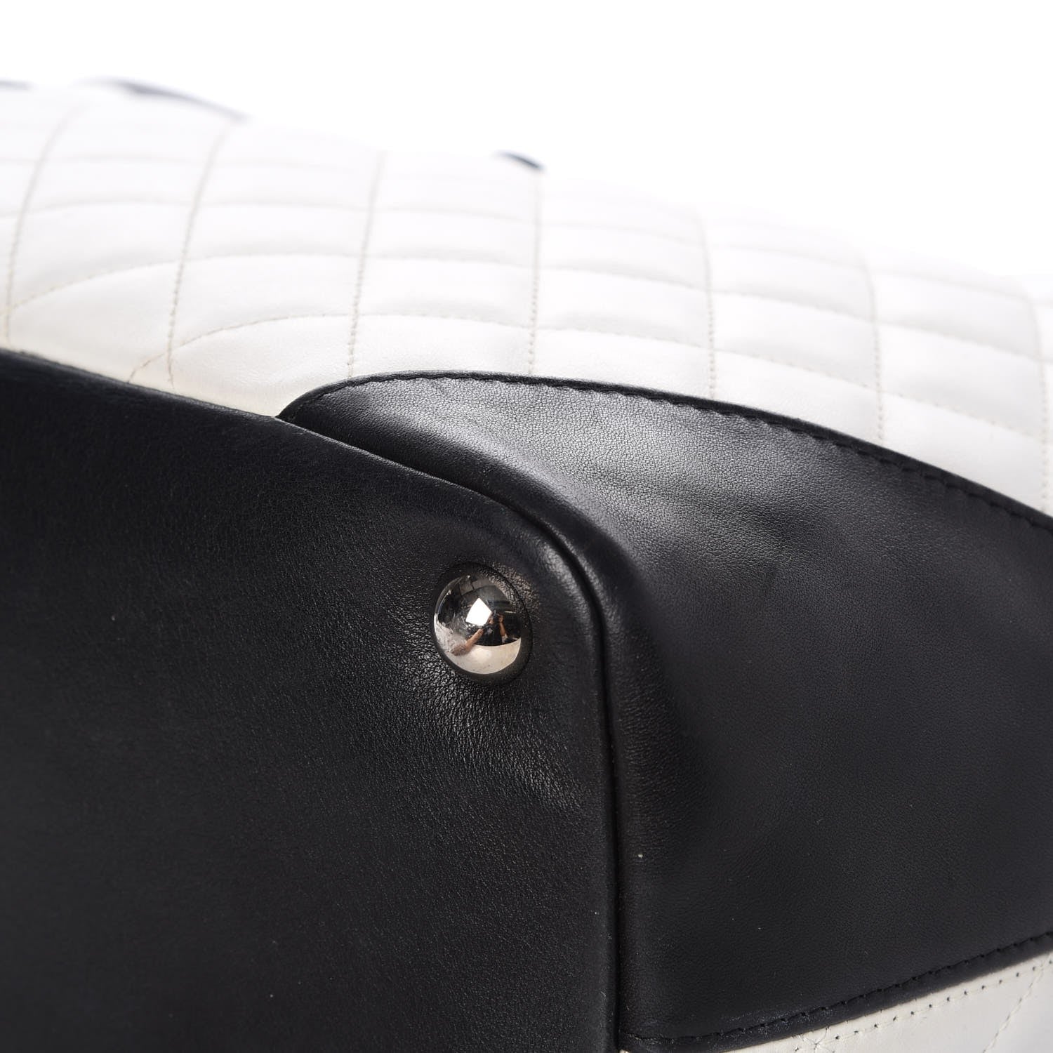 Chanel Calfskin Quilted Large Cambon Tote White Black 11 of 14