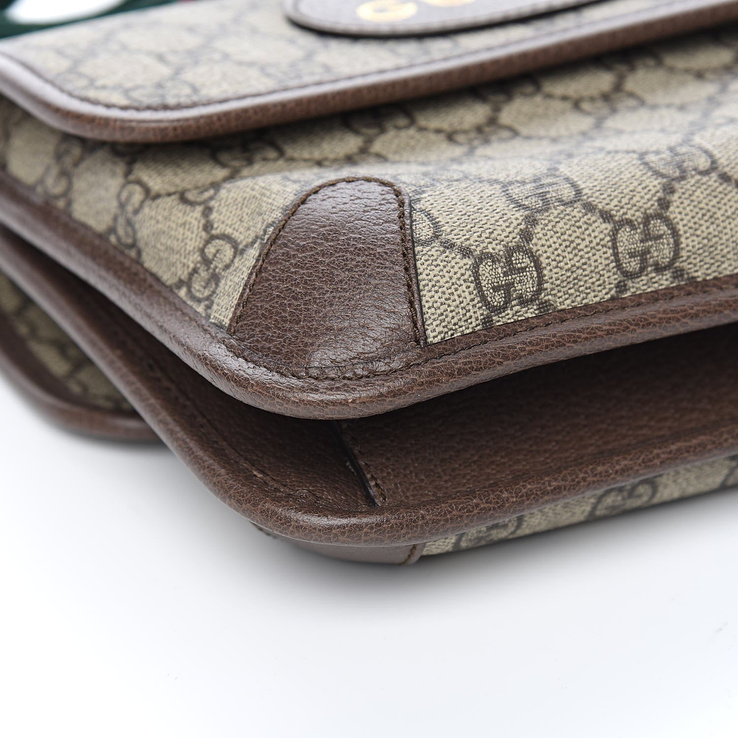 Gucci GG Supreme Monogram Web Small Neo Vintage Double Flap Messenger Bag Beige New Acero 8 of 10