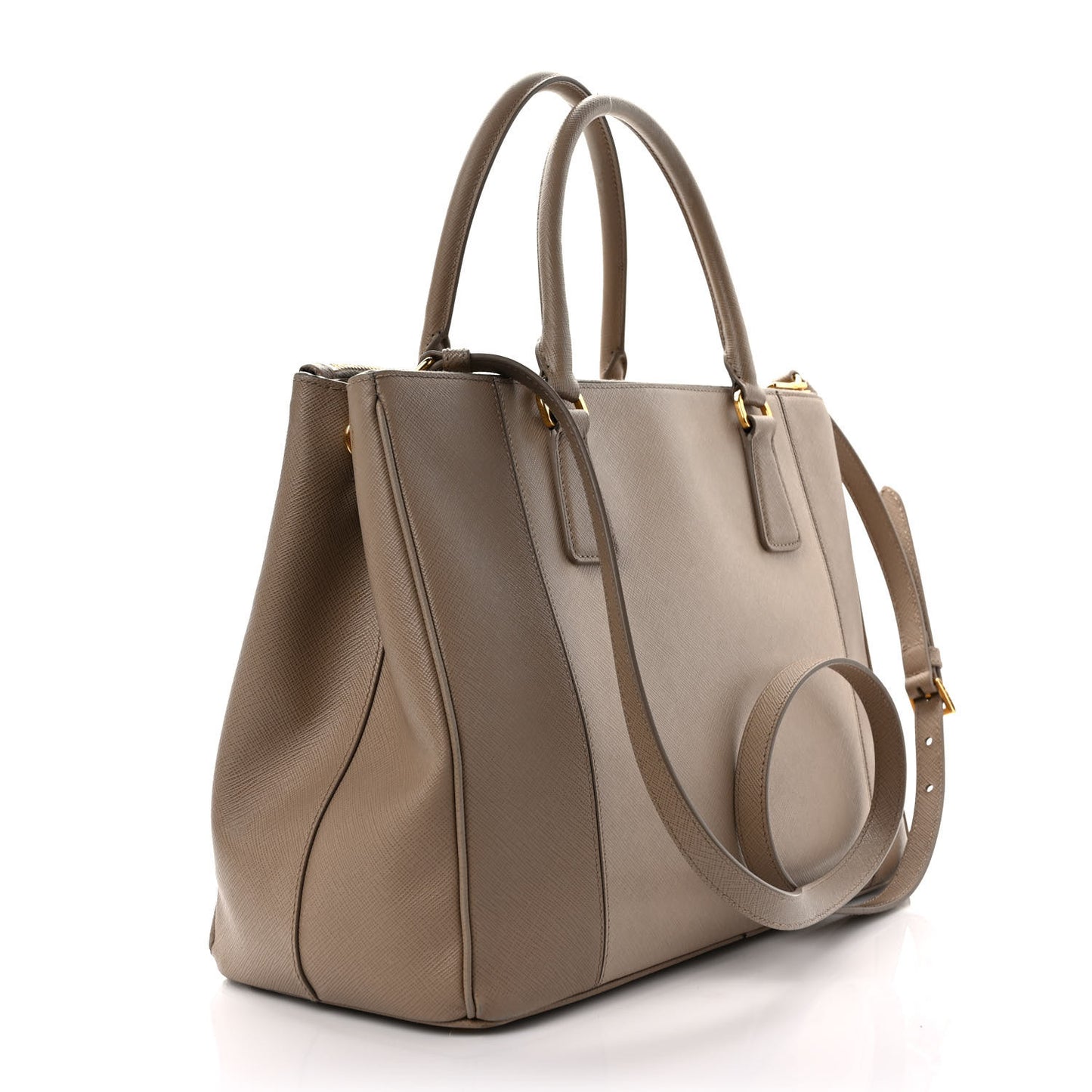 Saffiano Lux Colorblock Medium Galleria Double Zip Tote Pomice Talco