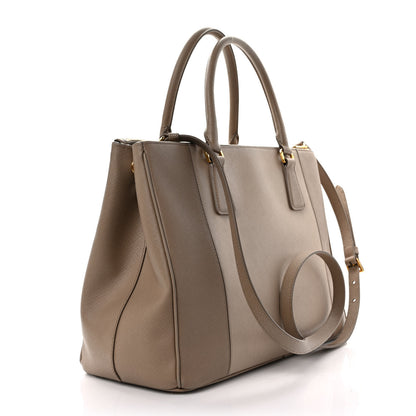 Prada Saffiano Lux Colorblock Medium Galleria Double Zip Tote Pomice Talco 3 of 10