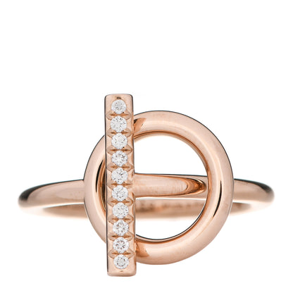 Hermes 18K Rose Gold Diamond PM Echappee Ring 52 6 1 of 5