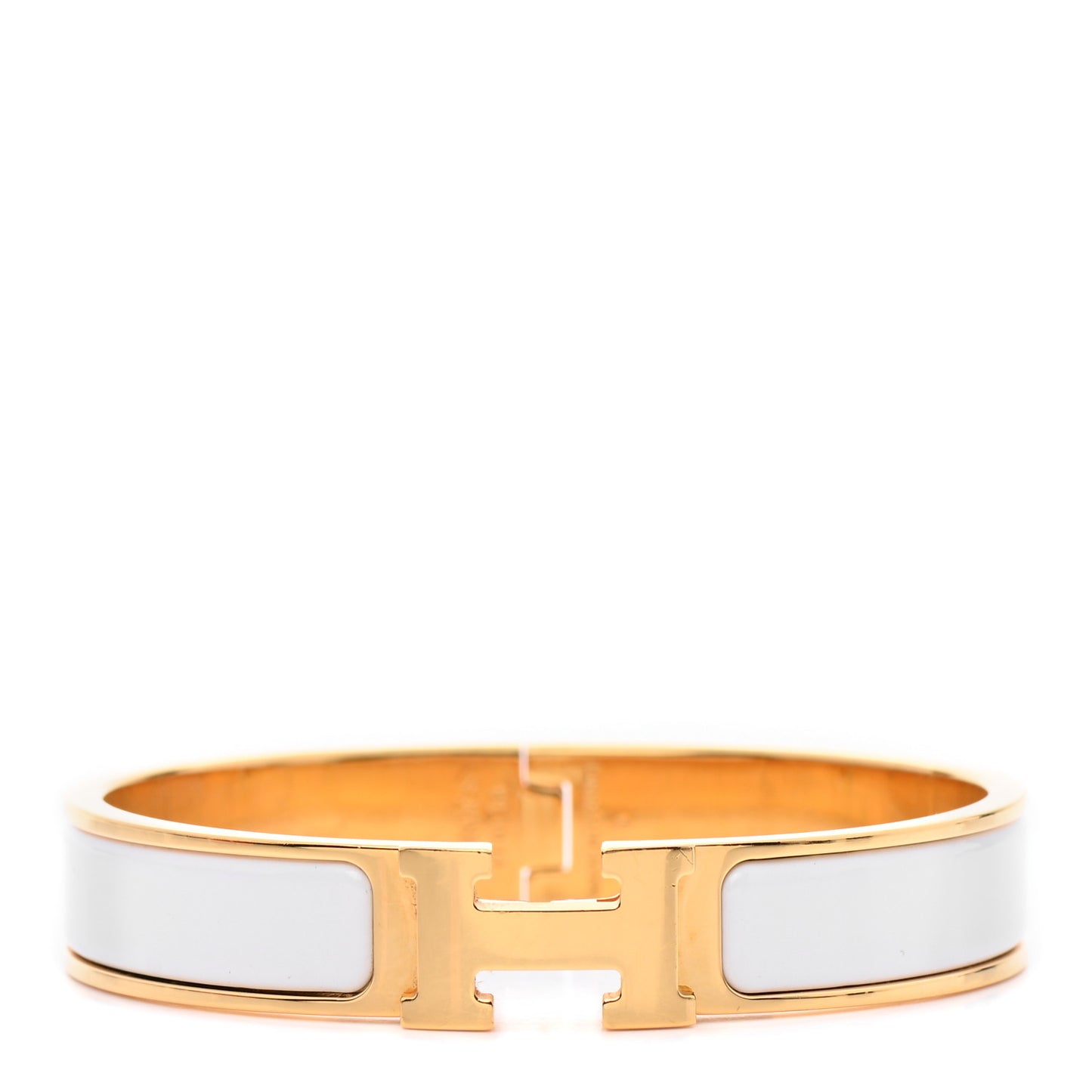 Enamel Narrow Clic Clac H Bracelet PM White