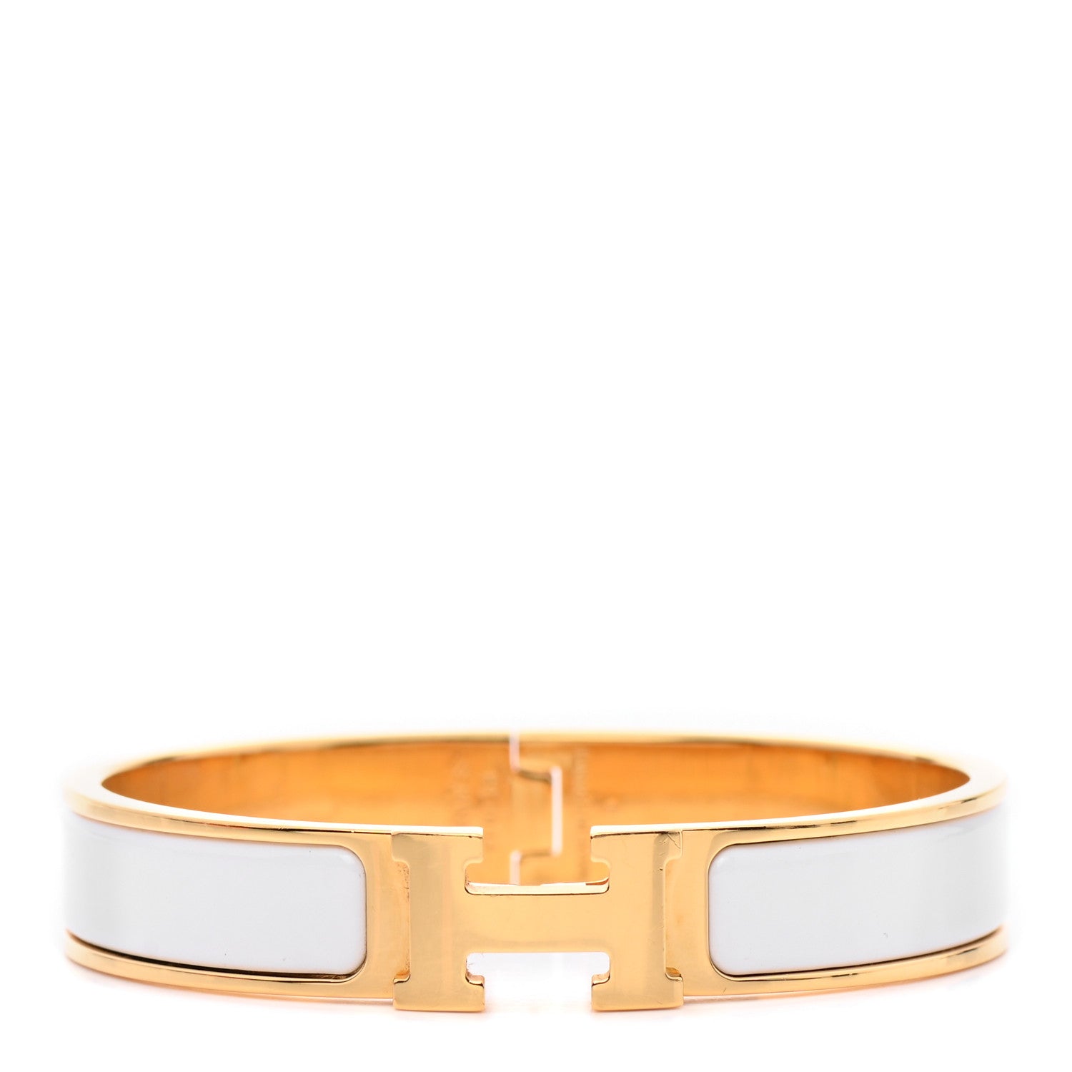 Hermes Enamel Narrow Clic Clac H Bracelet PM White 1 of 5