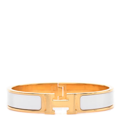 Hermes Enamel Narrow Clic Clac H Bracelet PM White 1 of 5