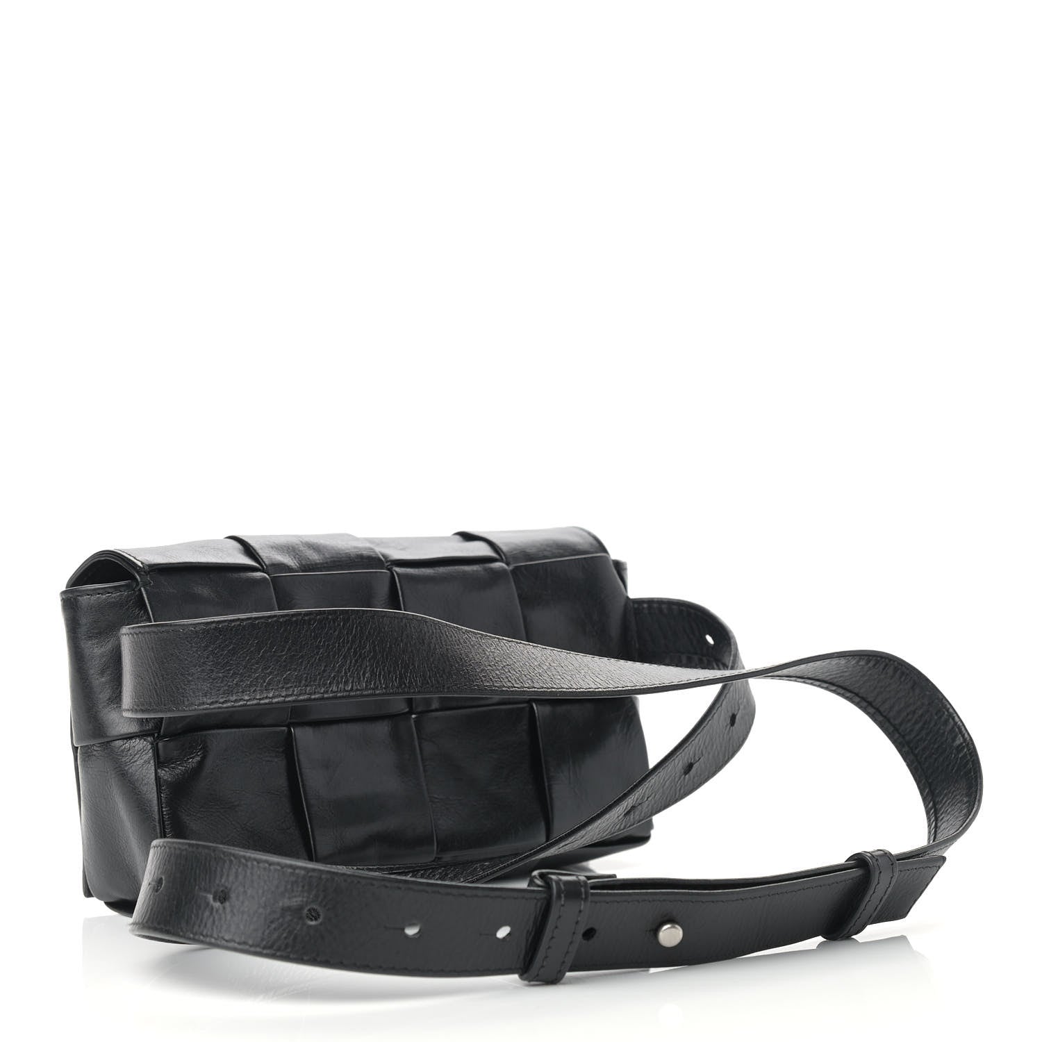 Bottega Veneta Paper Calfskin Intrecciato Cassette Belt Bag Black 3 of 8