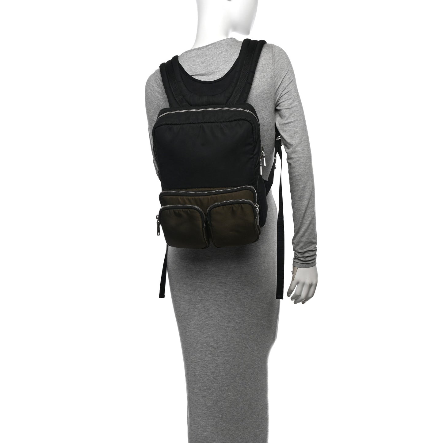 Technical Nylon Harness Pocket Backpack Black Green