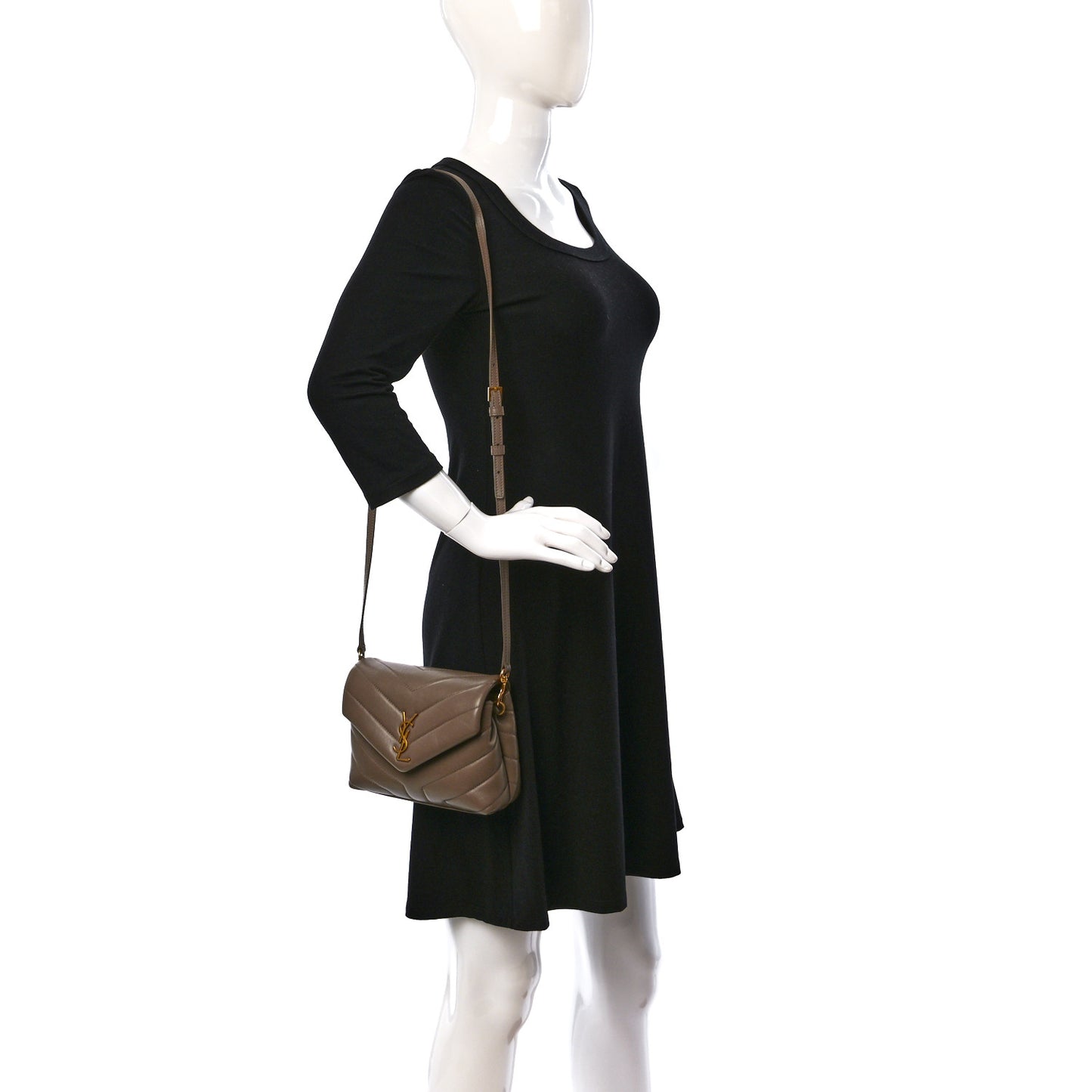 Calfskin Y Quilted Monogram Toy Loulou Crossbody Bag Taupe