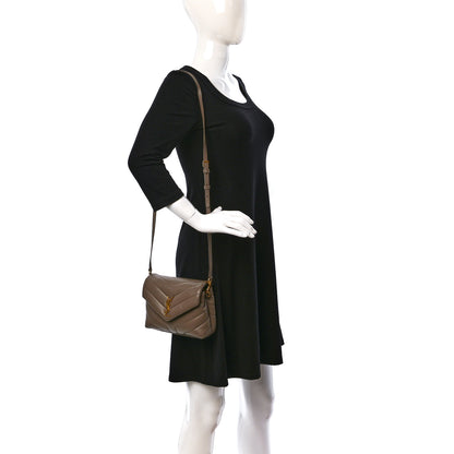 Saint Laurent Calfskin Y Quilted Monogram Toy Loulou Crossbody Bag Taupe 2 of 11
