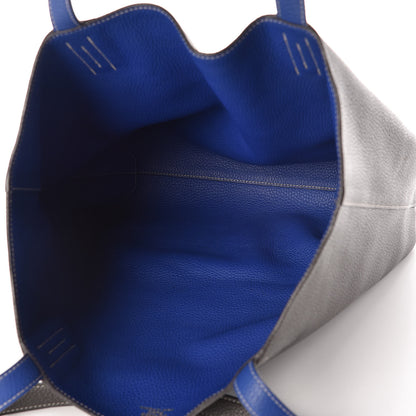 Hermes Taurillon Clemence Double Sens 36 Reversible Tote Graphite Bleu Electrique 8 of 23