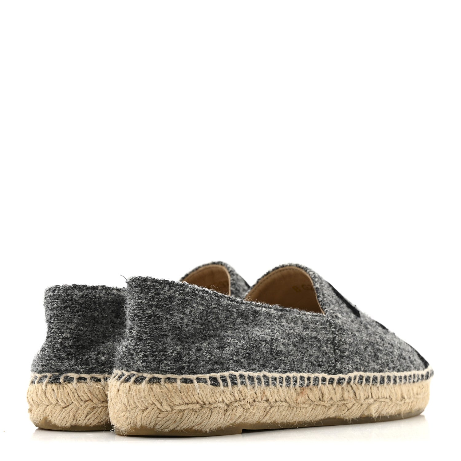 Chanel Tweed Velvet CC Espadrilles 38 Grey Black 5 of 10