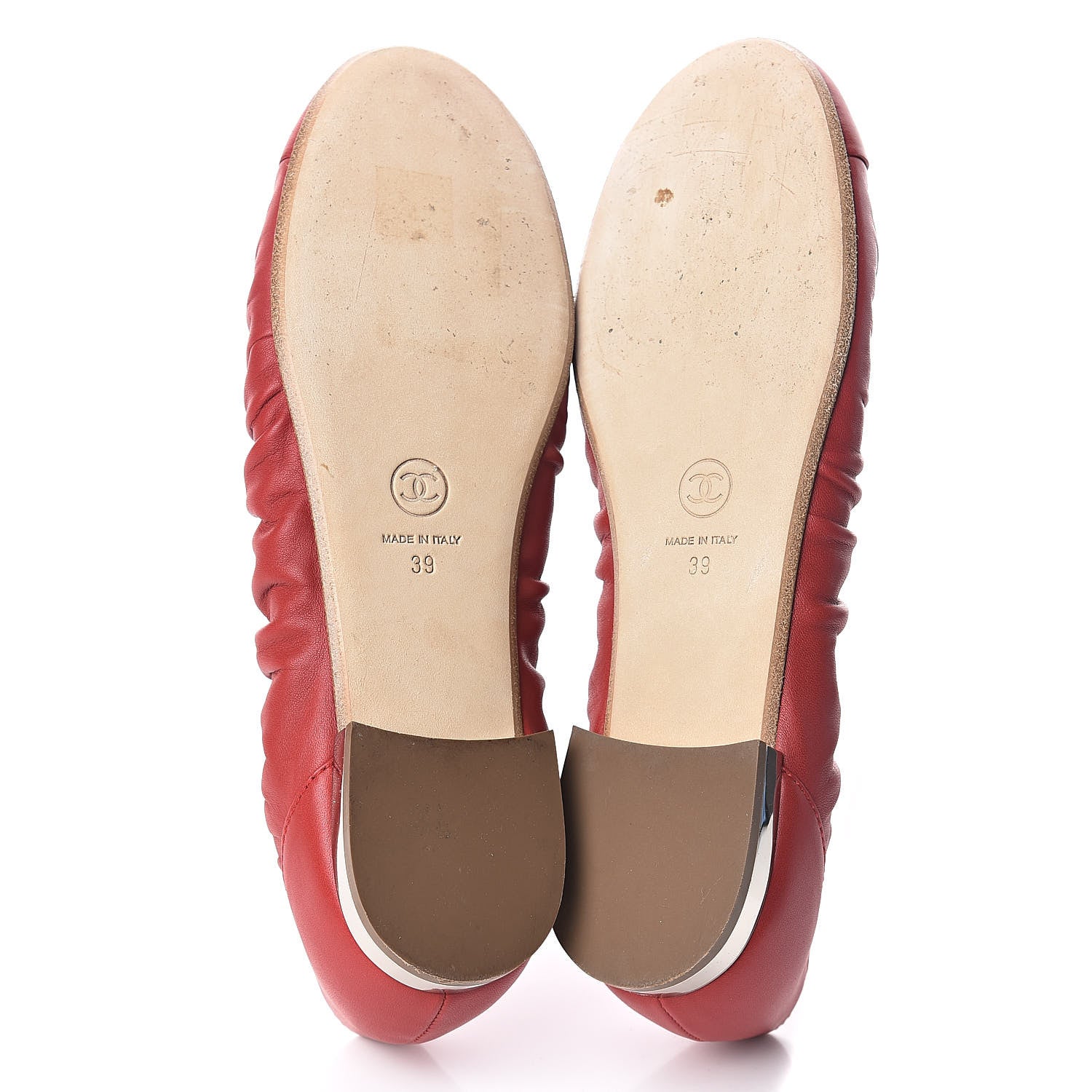 Chanel Lambskin CC Cap Toe Ballerina Flats 39 Red 8 of 9
