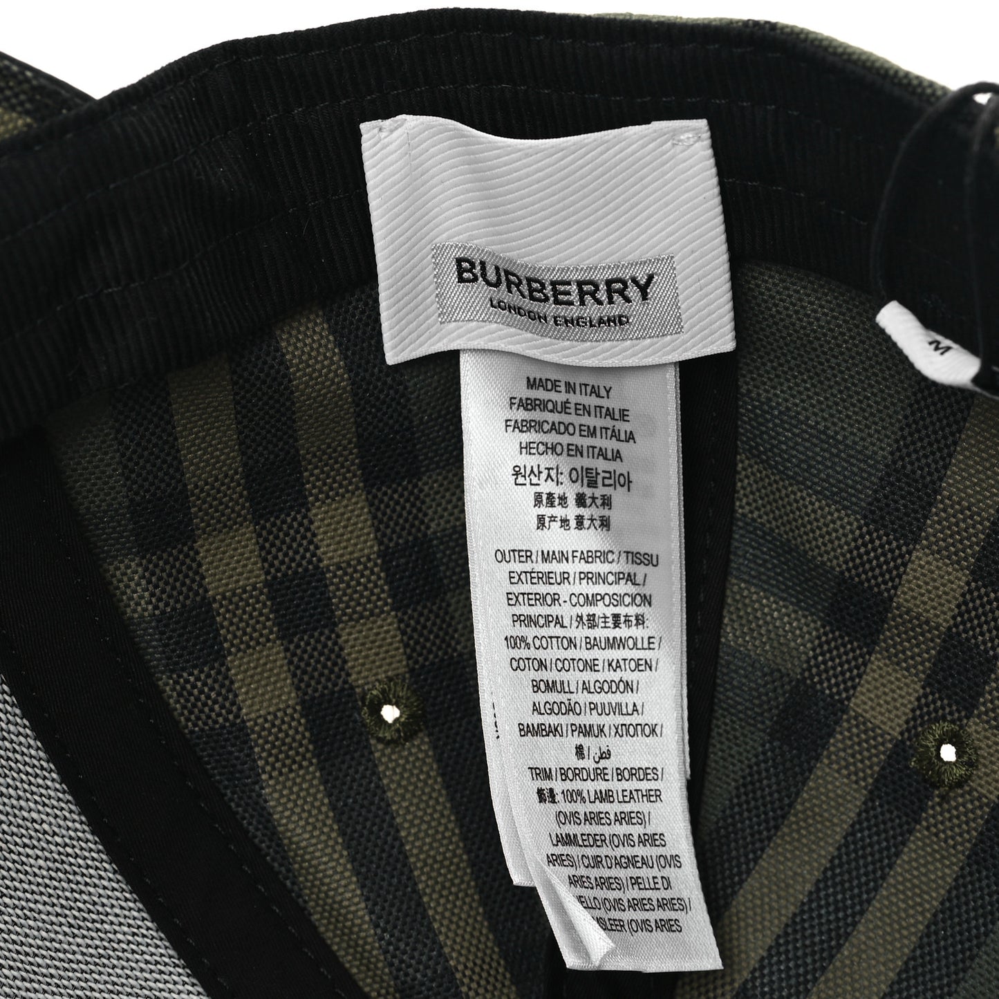 Cotton Icon Check Baseball Hat M Green