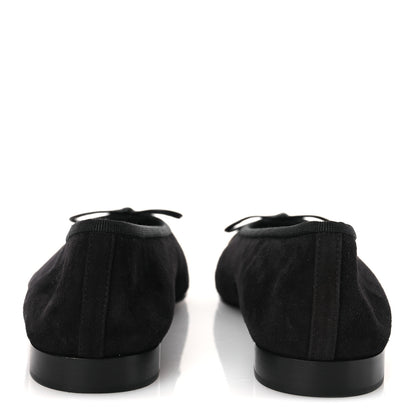 Chanel Suede Crackled Laminated Calfskin Cap Toe Ballerina Flats 36.5 Black Gold 6 of 11