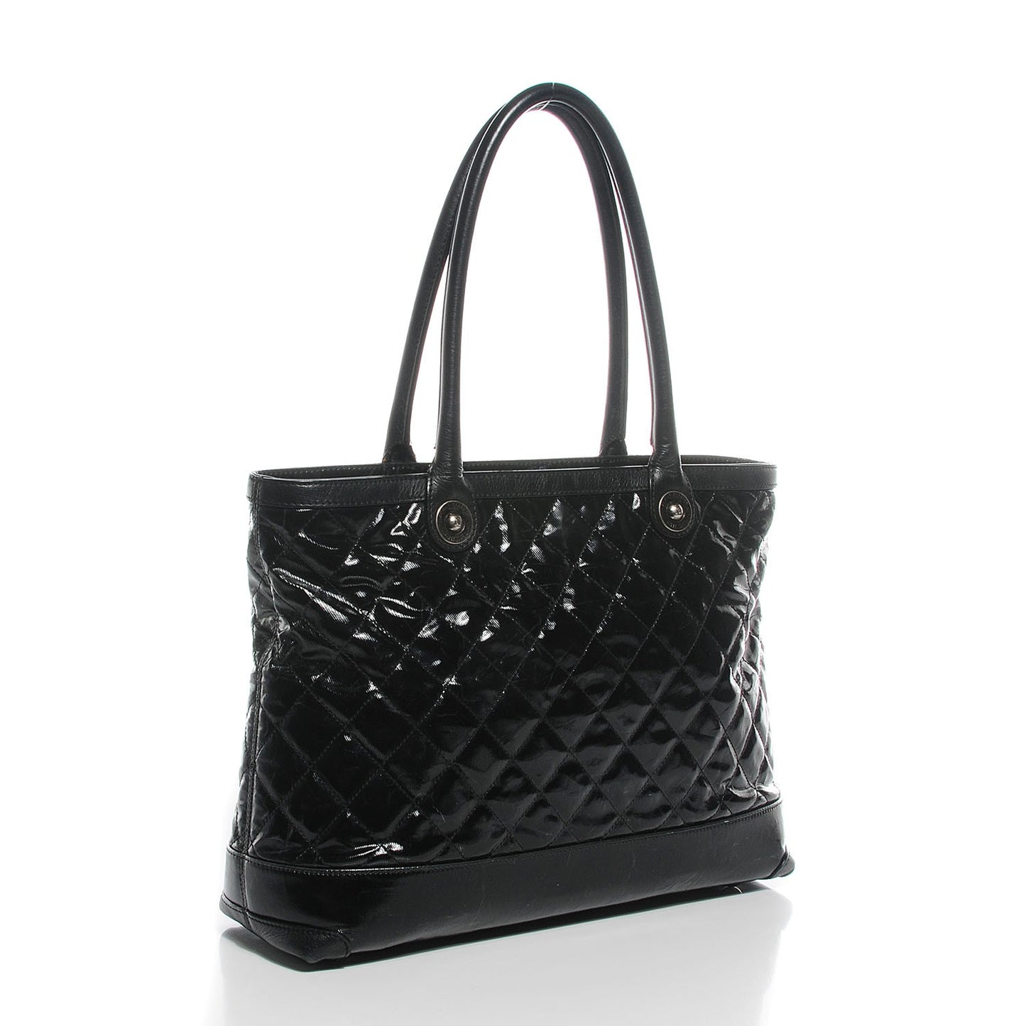 Calfskin Coated Canvas Quilted Tote Black
