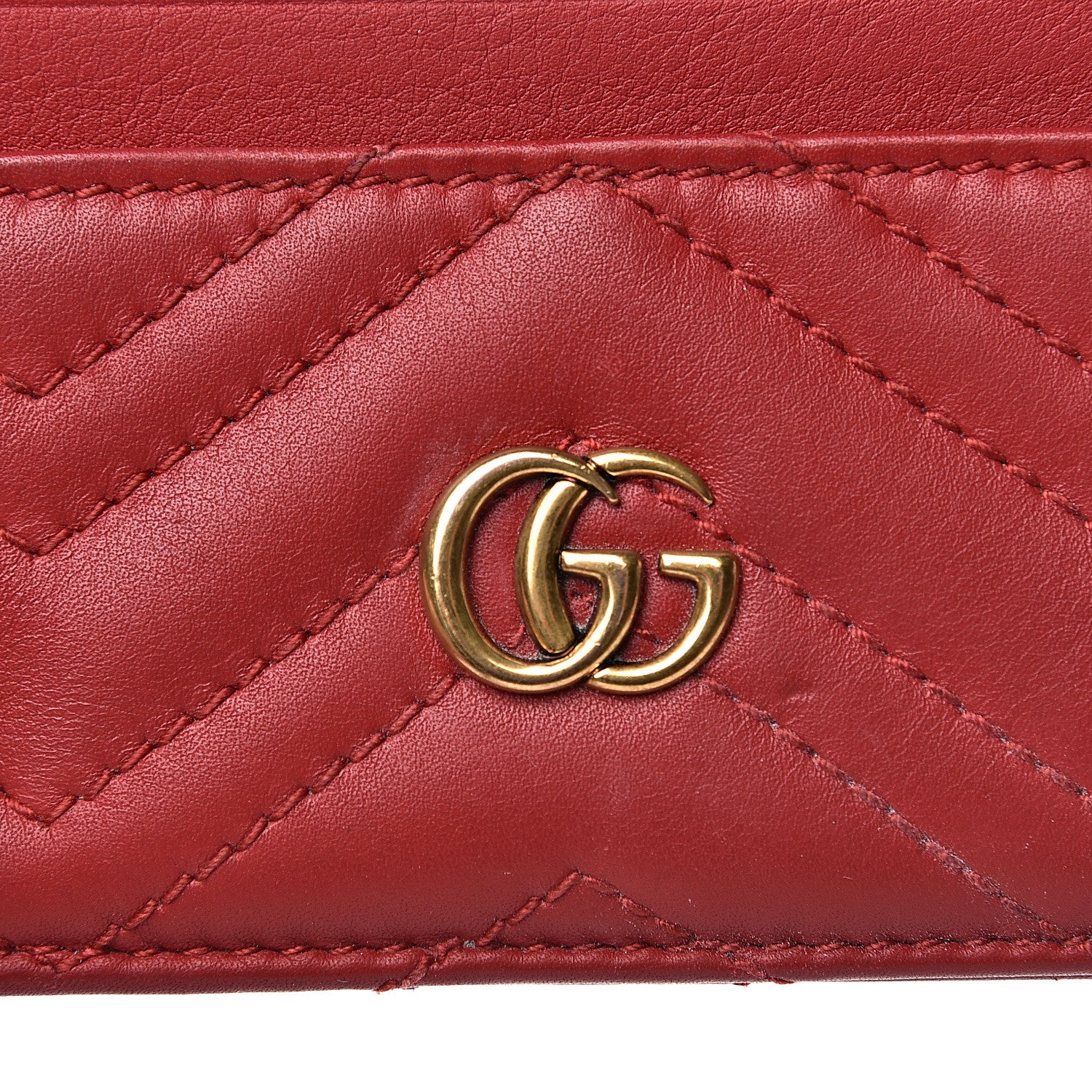 Gucci Calfskin Matelasse GG Marmont Card Holder Hibiscus Red 8 of 12