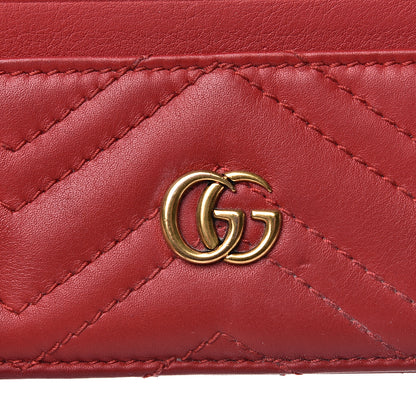 Gucci Calfskin Matelasse GG Marmont Card Holder Hibiscus Red 8 of 12