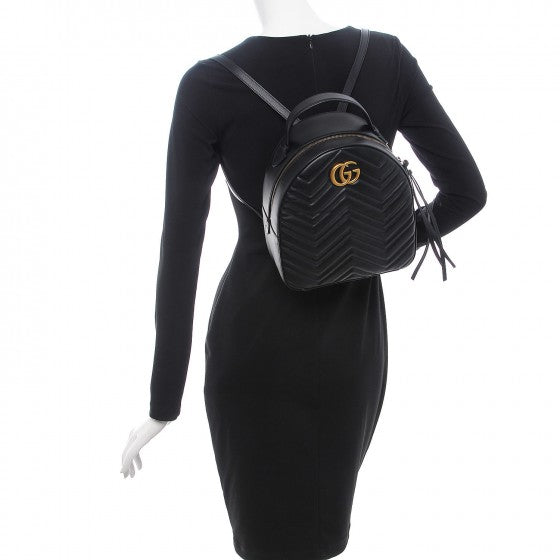 Gucci Calfskin Matelasse GG Marmont Backpack Black 2 of 7