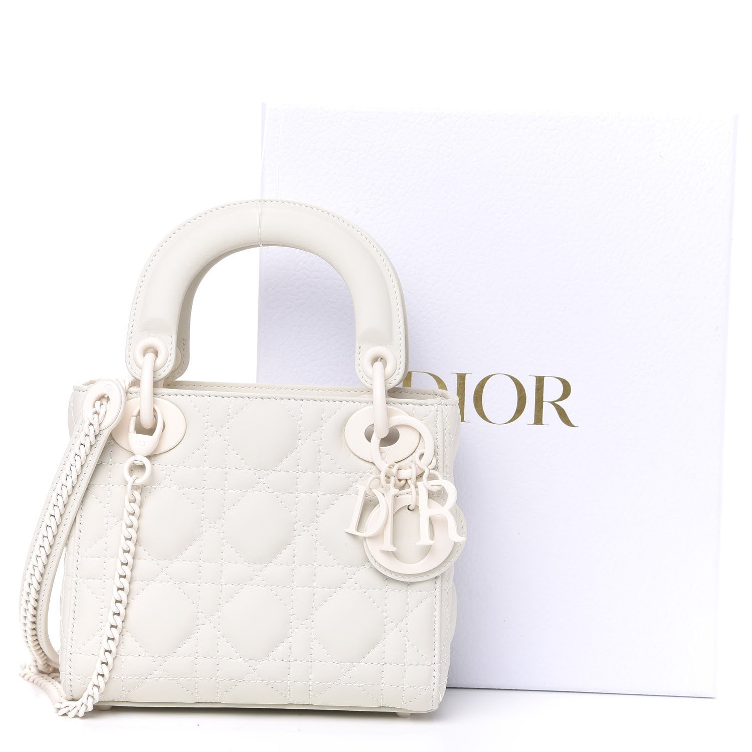 Christian Dior Ultra Matte Calfskin Cannage Mini Lady Dior Latte 9 of 9